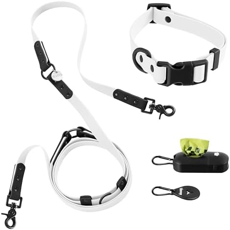 WLK1005F-5SET Luna Medium 8FT Adjustable 6-in-1 Waterproof Hands-Free Leash and Collar with LED Flashlight, Bag Dispenser, and Poop Bag Holder, Seltzer by THELICKERSTORE