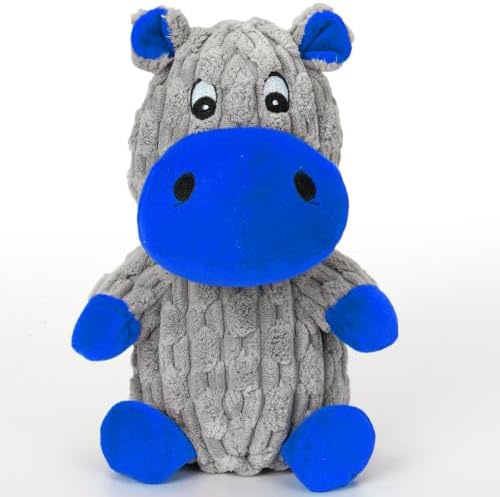 loncoldy Squeaky Dog Toys, Tough Stuffed Animals Hippo Chew Toy Blue - Image 2