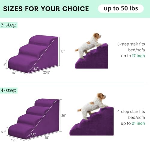 Mesa Lemon 3 Step Dog Stairs Pet Ramp for High Beds, Sofas and Cars - Image 3