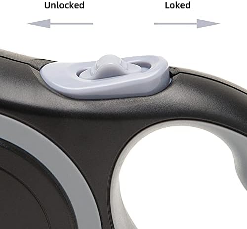 PINA Retractable Dog Leash, 16ft Dog Leash for Small Medium Dogs Up to 44lbs, 360° Tangle-Free Strong Reflective Nylon Tape, with Anti-Slip Handle, One-Handed Brake, Lock - Black Gray - Image 5