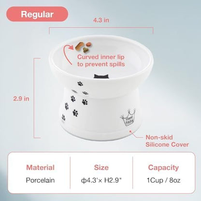 Necoichi Ceramic Elevated Cat Food Bowl, Whisker-Friendly (Cats, Regular) - Image 3