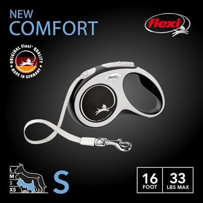 FLEXI® Comfort Tape Retractable Dog Leash, Small, 16 ft - Grey/Black - Image 2