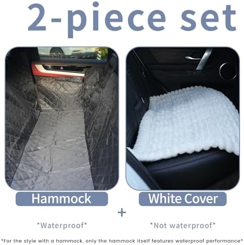 Dog Car Seat Cover 2 Piece Seat Waterproof Hammock and White Cover - Image 2