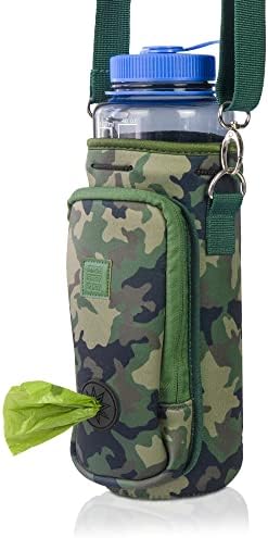 Made Easy Kit Water Bottle Carrier with Pocket for Dog Poop Waste Bags and Adjustable Padded Shoulder Strap (Tall & Large (40oz) with Bowl, Camo, Green) - Image 6