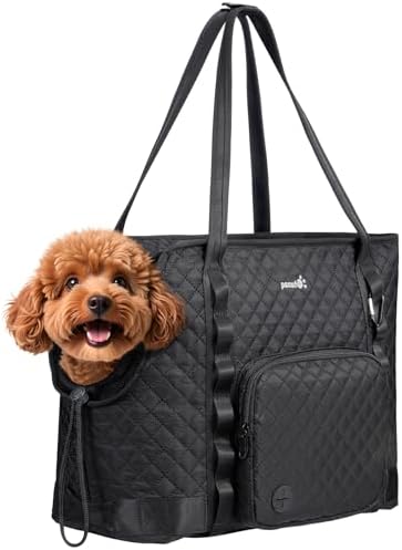 Pecute Dog Purse Carrier, Dog Carrier with Pockets for Small Dogs,XL,Black by pecute