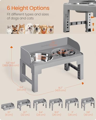 Feandrea Dog Bowls Elevated, Adjustable Height, Tilted Design - Image 3