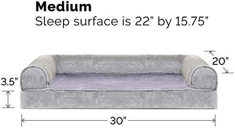 Furhaven Orthopedic Dog Bed for Medium/Small Dogs w/ Removable Bolsters & Washable Cover, For Dogs Up to 35 lbs - Faux Fur & Velvet Sofa - Smoke Gray, Medium - Image 6