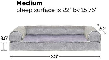 Furhaven Orthopedic Dog Bed for Medium/Small Dogs w/ Removable Bolsters & Washable Cover, For Dogs Up to 35 lbs - Faux Fur & Velvet Sofa - Smoke Gray, Medium - Image 6