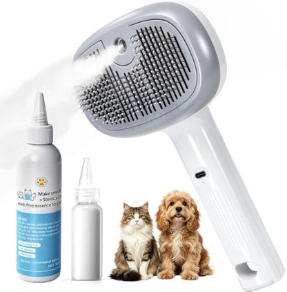 4 In 1 Cat Steam Brush for Grooming, Shedding, Massage, Bathing,Anti-Static by MOONEON