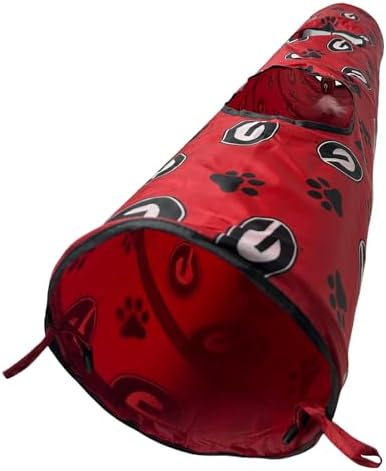 NCAA Georgia Bulldogs Cat Tunnel Tube Toy with Plush Football Catnip and Feathers - Image 4