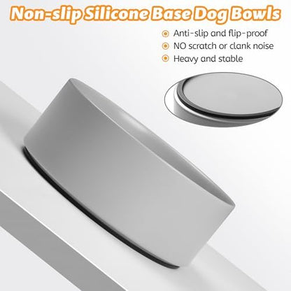 Large Dog Bowls, Non Slip Heavy Ceramic Dog Food and Water Bowl with Silicone Base, 8" Pet Feeding Bowl for Small, Medium, and Big Dogs (Grey, 8 Inches) - Image 3