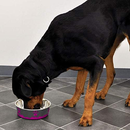 Bergan Maslow Design Series Non-Skid Paw Design Bowl, Pink 54 oz/6.75 Cup