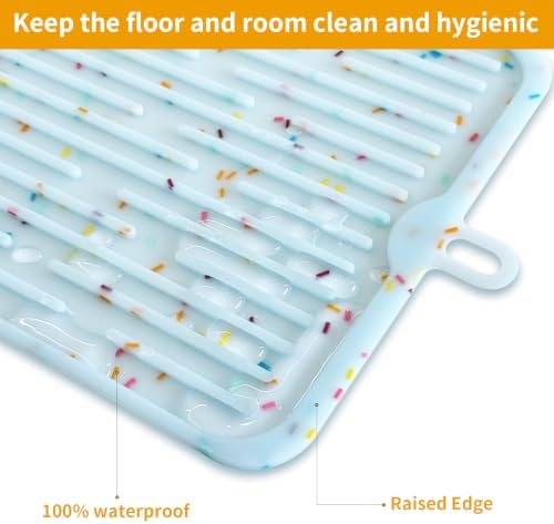 Ptlom Pet Placemat for Dog and Cat, Anti-Slip Waterproof Dogs Feeding Mat Prevent Food and Water Overflow, Bowl Mats Suitable for Medium and Small Pets, Bluedonut, Silicone - Image 6