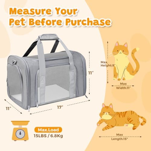 Cat Carrier Soft Up to 16 Lbs, Breathable Pet Travel Bag with Steel Frame - Image 2