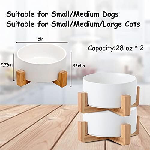 Petygooing Ceramic Dog Cat Bowl Set with Stand, Pet Dog Food and Water Dish,Medium Pet Bowls Anti Slip Set of 2 Cat Bowls-White Pet Food Bowl- Small Medium Size Pet (28 OZ /3.6 Cups) - Image 3
