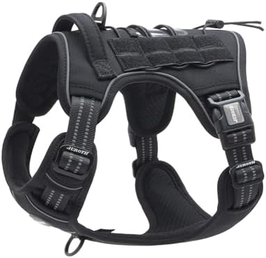 AUROTH Tactical Harness for Small Medium Dogs No Pull Adjustable Pet Harness Reflective K9 Working Training Easy Control Vest Military Service Dog Harnesses Black M by AurothPets