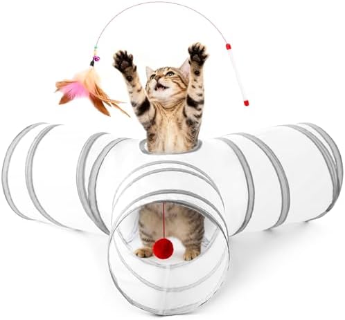 Love's cabin Cat Tunnel for Indoor Cats, 3-Way Collapsible Play Tunnel by Lovescabin