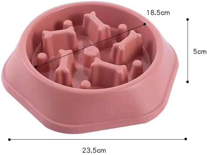 Slow Feeder Anti Gulp Easy Digestion Feeder Bowl (Pink, Medium)