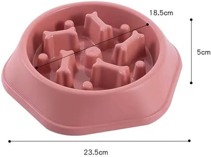 Slow Feeder Anti Gulp Easy Digestion Feeder Bowl (Pink, Medium)