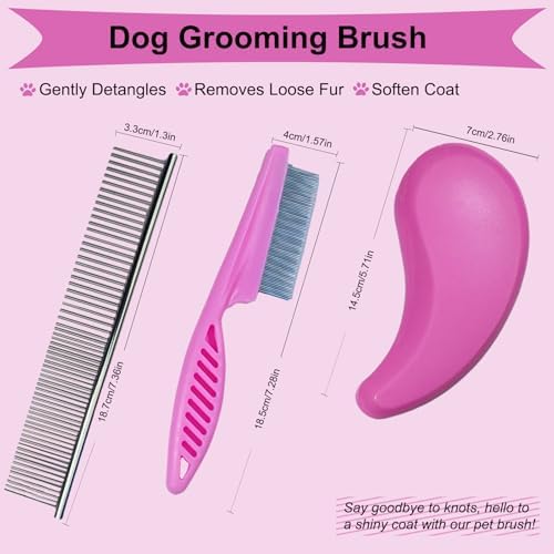 3 PCS Puppy Brush Grooming Kit (Pink) - Image 2