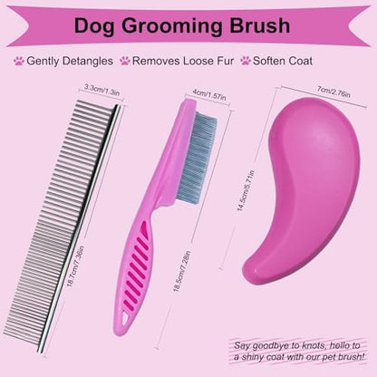 3 PCS Puppy Brush Grooming Kit (Pink) - Image 2