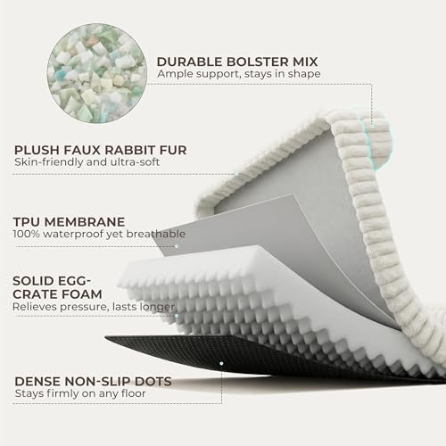 Orthopedic Dog Bed Large 35x25x9.5” Washable Cover Cream - Image 6
