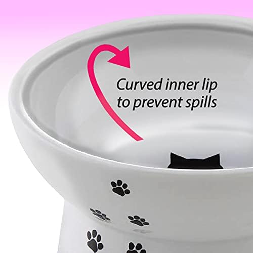 Necoichi Ceramic Elevated Cat Food & Water Bowl Set (Cats, Regular) - Image 3
