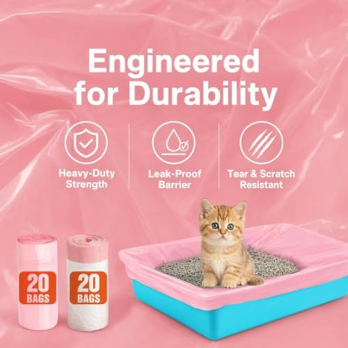 Cat Litter Liners XL Heavy Duty Tear Resistant Disposable Litter Box Bags Drawstring Liners for Easy Clean Up & Odor Control, Fits Most Large Litter Boxes 36"x18" Pink 30 Count - Image 7