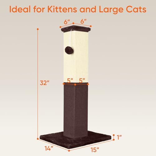 Cat Scratching Post for Indoor Cat, 32 Inch Large Cat Scratcher - Image 2
