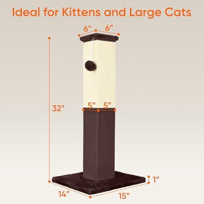 Cat Scratching Post for Indoor Cat, 32 Inch Large Cat Scratcher - Image 2