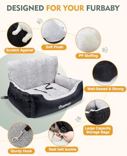BurgeonNest Dog Car Seat for Small Dogs & Cats Under 55 lbs,Black - Image 4