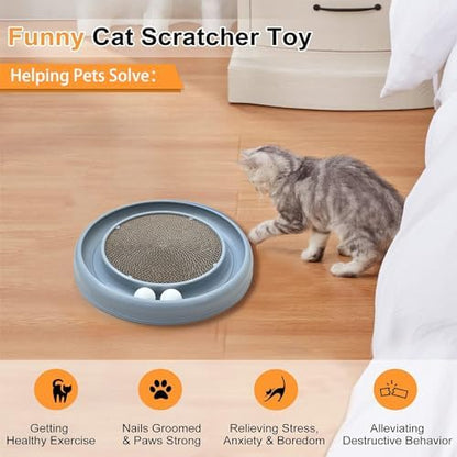 Interactive Cat Ball Track Toy for Indoor Cats, Cat Scratching Board & Exercise Set for Bored Indoor Adult and Kitten Mental & Physical Stimulation, with Spare Ball to Prevent Loss (Grey) - Image 4