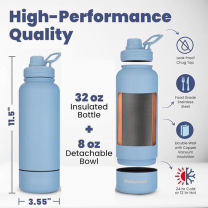 Rubyloo Dog Water Bottle with Detachable Bowl for Dog Lovers, Dusty Blue - Image 4