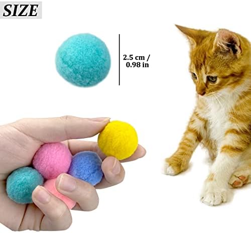 Andiker Cat Pompom Balls, 30pcs Cat's Ball Toys 1.2 Inches Colorful Kitten Pom Pom Balls Lightweight Indoor Kitten Interactive Playing Quiet Ball Cat Toys for Indoor Cats to Do More Exercise (2.5cm) - Image 4