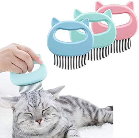 3 Pcs Cat Dog Comb Pet Hair Grooming Massage Comb, Cat Dog Hair Shedding Brush Pet Shell Comb for Removing Matted Tangled Fur and Loose Hair (Blue,Green, Pink) by Unknown