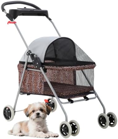 BestPet Foldable Pet Stroller for Small/Medium Dogs and Cats Up to 33 lbs by BestPet