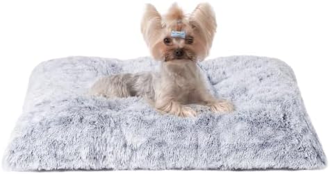 EHEYCIGA Fluffy Dog Crate Bed for Small Dogs, Plush Crate Pad, Grey by EHEYCIGA