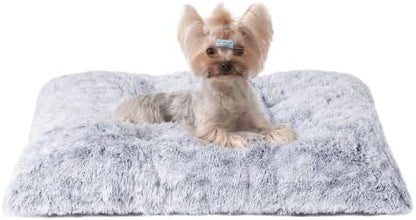 EHEYCIGA Fluffy Dog Crate Bed for Small Dogs, Plush Crate Pad, Grey by EHEYCIGA