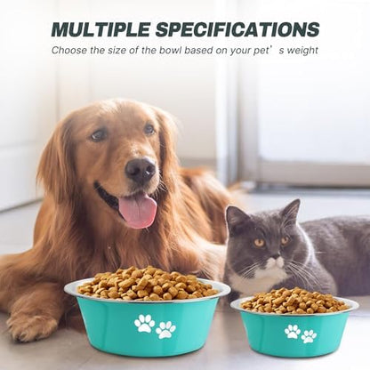 Stainless Steel Dog Bowls, Nonslip Rubber Bottom No Spill Proof Skid Metal Insulated Dog Bowls for Large Medium Small Breed Dogs (Green, 8.5 Cups/71 OZ) - Image 5