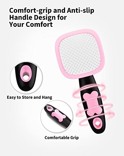 Glendan Dog & Cat Brush- Slicker Pet Brush- Shedding Grooming Tools(Pink) - Image 4