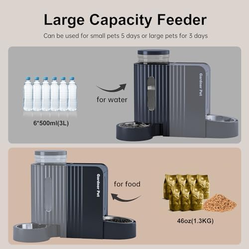 Gravity Automatic Cat Feeder, Water & Food Dispenser Set, Stainless Bowls - Image 3