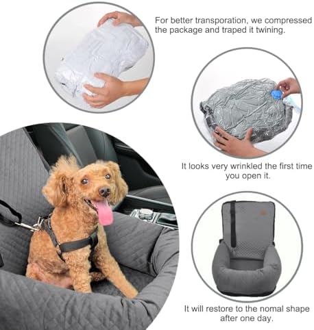 Dog Car Seat for Small Medium Dogs Pet Up to 40 lbs Gray - Image 3
