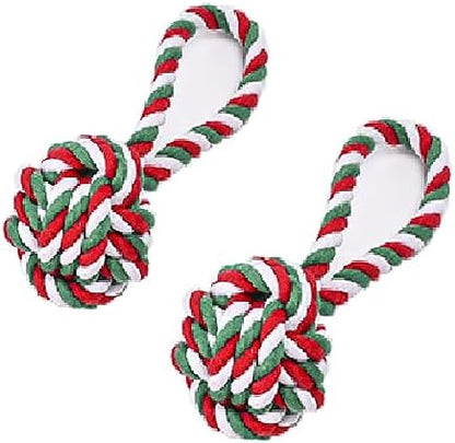 Dog Chew Toys, Christmas Dog Ball Rope Toy Set of 2 by Nlmskzzy