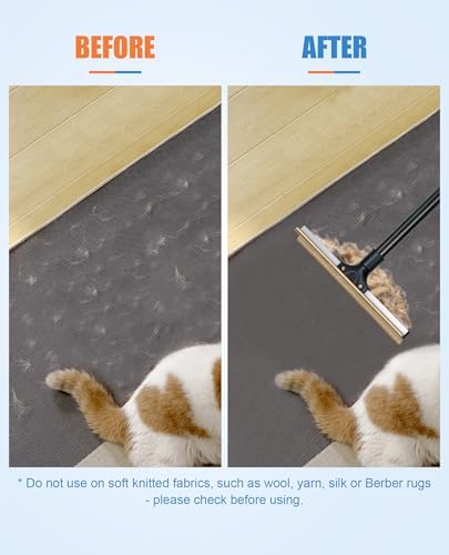 Carpet Rake for Pet Hair Removal, Reusable Dog Hair Remover with 47" Handle, Pet Hair Removal Tool with Innovative Metal Edge Design for Carpets, Rugs, Stairs, Pet Tower & Hard-to-Reach Places - Image 4
