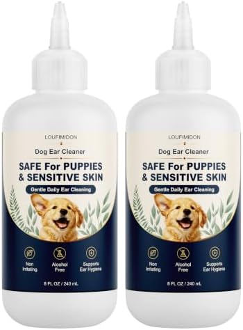 Dog Ear Cleaner, Mild Ear Cleaning Solution for Daily Ear Care, Safe for Puppy & Sensitive Skin 230ml 2bottles by Unknown