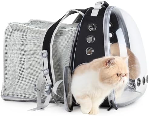 Lollimeow Cat Carrier Backpack, Expandable Bubble Pet Carrier for Cats and Small Dogs, Airline Approved Travel Backpack for Hiking, Walking & Outdoor Adventures - Supports up to 14 lbs by Lollimeow