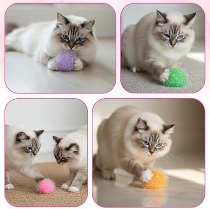 Psyqtsuary 12 Pcs Cat Ball Toys, 2 Inch Sparkle Fuzzy Balls Interactive Cat Toy Soft Pom Pom Sparkle Fuzzy Balls Assorted Color - Image 7