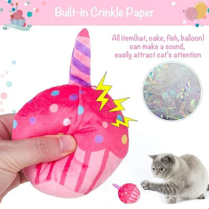 BINGPET Cat Birthday Decorations Outfit, 5 Pcs Catnip Toys for Indoor Cats - Image 3