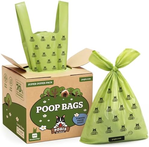 Pogi’s Dog Poop Bags with Handles – Extra-Thick, Leak-Proof, Large, Fresh Scent, 900-Count by PogisPetSupplies