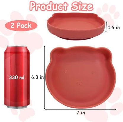 2Pcs Silicone Cat Bowl with Suction Cup 7in Shallow Dog Food Dishes - Image 2